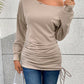 Ruched Single Shoulder Long Sleeve T-Shirt