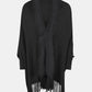 Fringe Open Front Long Sleeve Poncho