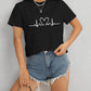 Heart Round Neck Short Sleeve T-Shirt