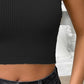 Halter Neck Ribbed Cropped Knit Top