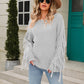 Fringe Round Neck Dropped Shoulder Sweater