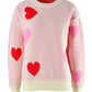 Heart Round Neck Droppped Shoulder Sweater