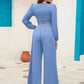 Surplice Top and Wide Leg Pants Set