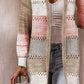 Color Block Open Front Openwork Cardigan