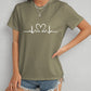 Heart Round Neck Short Sleeve T-Shirt