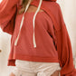 Cutout Drawstring Drop Shoulder Hoodie