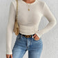 Round Neck Ruched Knit Top