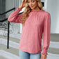 Frill Mock Neck Long Sleeve Blouse