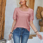 Eyelet Asymmetrical Neck Short Sleeve T-Shirt