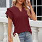 Eyelet Notched Short Sleeve T-Shirt