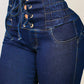 Lace-Up High Waist Jeans with Pockets