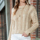 Full Size Openwork Cable-Knit Round Neck Knit Top