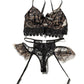 Leopard Spliced Lace Lingerie Set