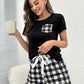 Plaid Heart Top and Shorts Lounge Set