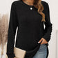 Ribbed Round Neck Long Sleeve T-Shirt