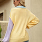 Color Block Dropped Shoulder Sweater