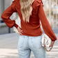 Ribbed Ruffled Round Neck Long Sleeve Knit-Top