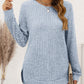 Ribbed Round Neck Long Sleeve T-Shirt