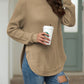 Slit Round Neck Long Sleeve Sweater