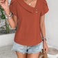 Decorative Button Asymmetrical Neck Blouse