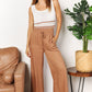 Double Take Drawstring Smocked Waist Wide Leg Pants