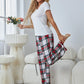 V-Neck Tee and Plaid Pants Lounge Set