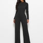 Long Sleeve Mock Neck Wide Leg Jumpsuit