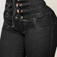 Lace-Up High Waist Jeans with Pockets