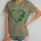 Heart Lucky Clover Round Neck Short Sleeve T-Shirt