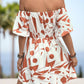 Printed Off-Shoulder Smocked Waist Dress