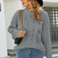 Cable-Knit Round Neck Long Sleeve Sweater