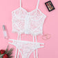 Lace-Up Frill Trim Lingerie Set