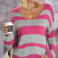 Striped Dropped Shoulder Long Sleeve Sweater