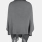 Fringe Open Front Long Sleeve Poncho