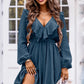 Ruffle Trim V-Neck Long Sleeve Mini Dress