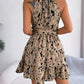 Halter Neck Printed Tie Waist Sleeveless Mini Dress