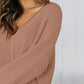 V-Neck Long Sleeve Mini Sweater Dress