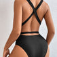 Tied Crisscross Wide Strap One-Piece Swimwear