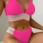 Contrast Textured High Cut Swim Set