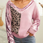 Leopard Sequin V-Neck Long Sleeve Sweater