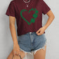 Heart Lucky Clover Round Neck Short Sleeve T-Shirt