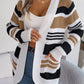 Striped Open Front Long Sleeve Cardigan