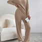 Ribbed V-Neck Long Sleeve Top and Pants Set