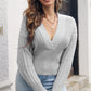 V-Neck Long Sleeve Cropped Sweater