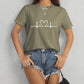 Heart Round Neck Short Sleeve T-Shirt