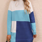 Color Block Mock Neck Dropped Shoulder Sweater Dress