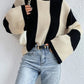 Striped Mock Neck Long Sleeve Sweater