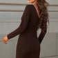 Long Sleeve V-Neck Bodycon Dress