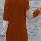 Textured Color Block Round Neck Dress