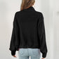 Turtleneck Zip Up Long Sleeve Knit Top